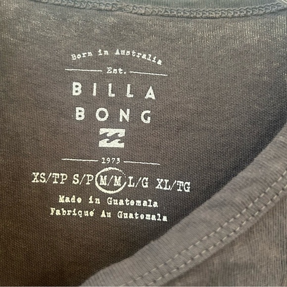 Billabong World Tour Graphic Babydoll Tee Charcoal Gray Medium - Picture 4 of 5